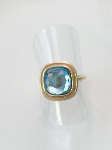 bague cristal retro bleu ciel doré