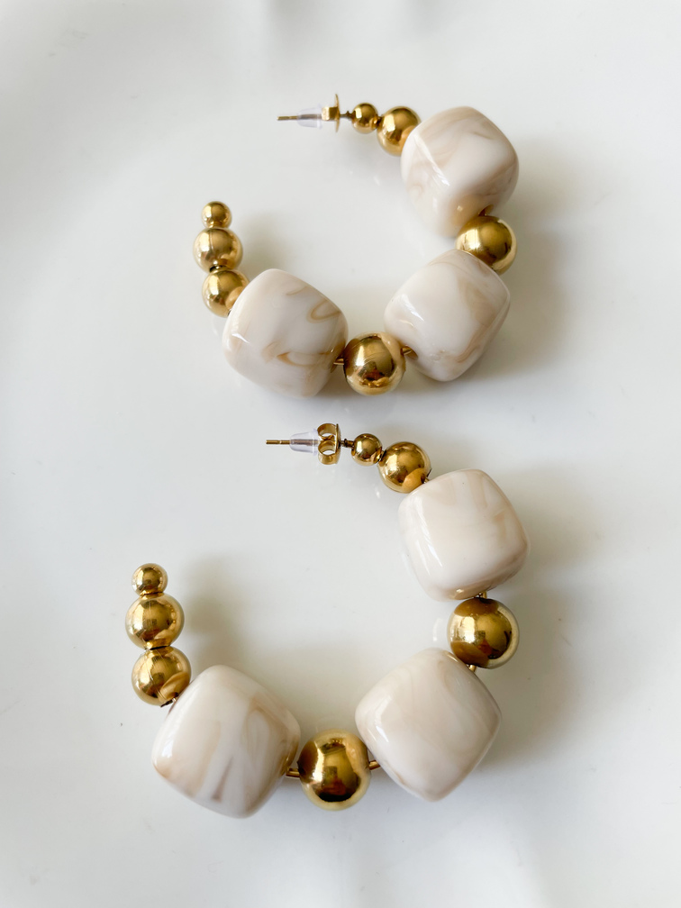 Boucles créoles perles crème doré
