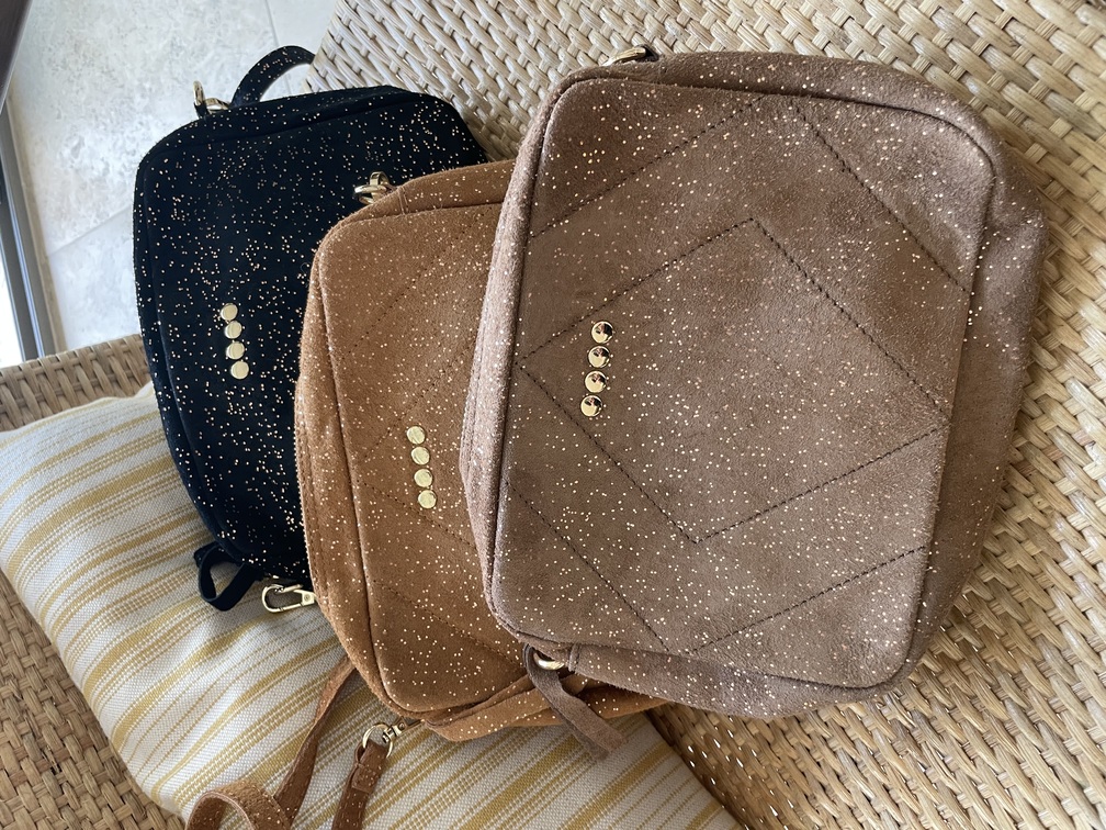 sac Zia camel paillettes doré