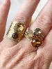 Bague cristal large rose doré