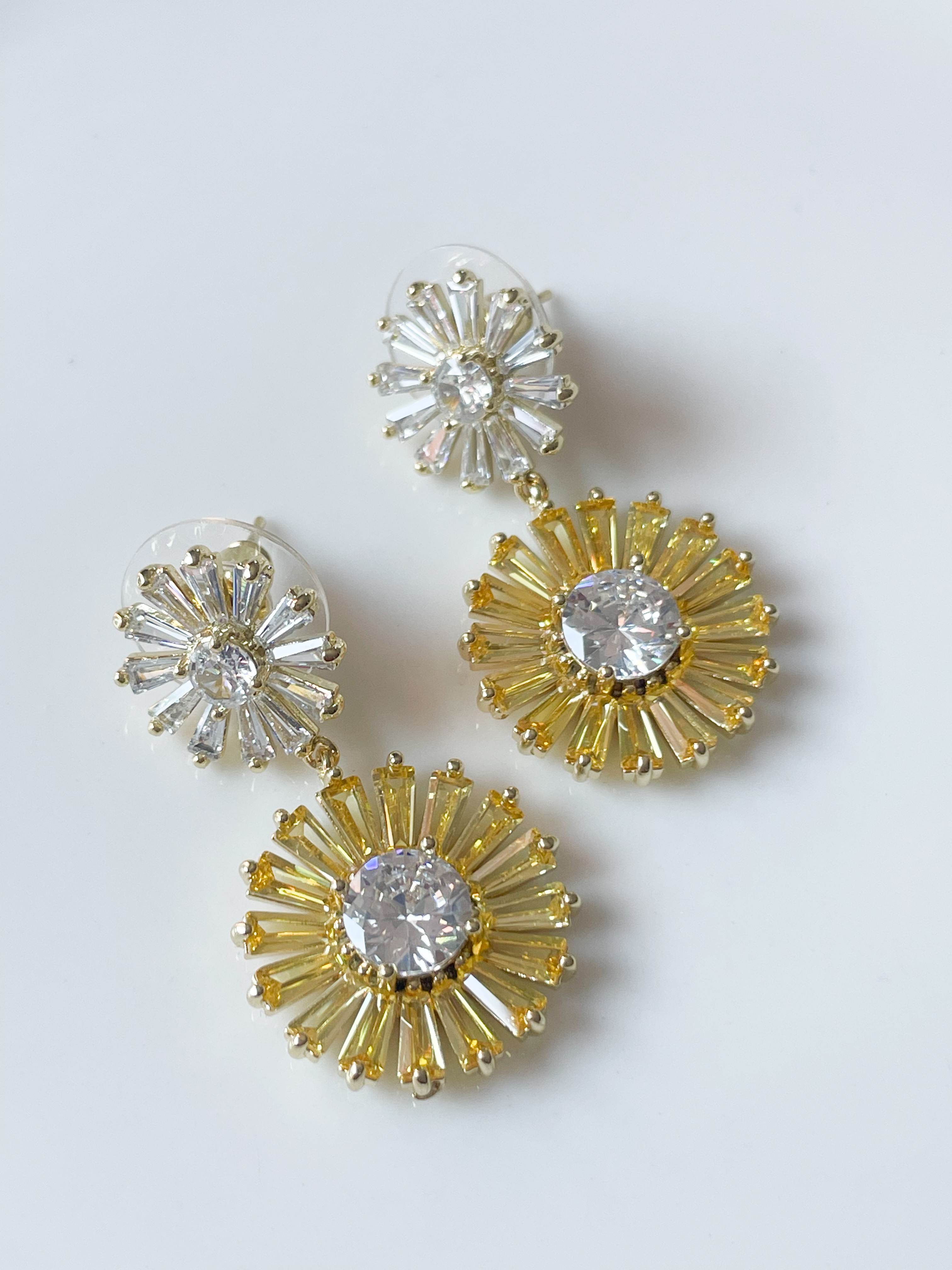 Boucles strass Madeleine jaune doré