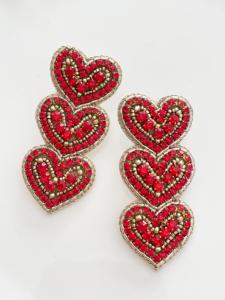 Boucles 3 coeurs rouge de Mandalita
