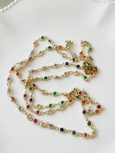 Collier bracelet multicolore doré