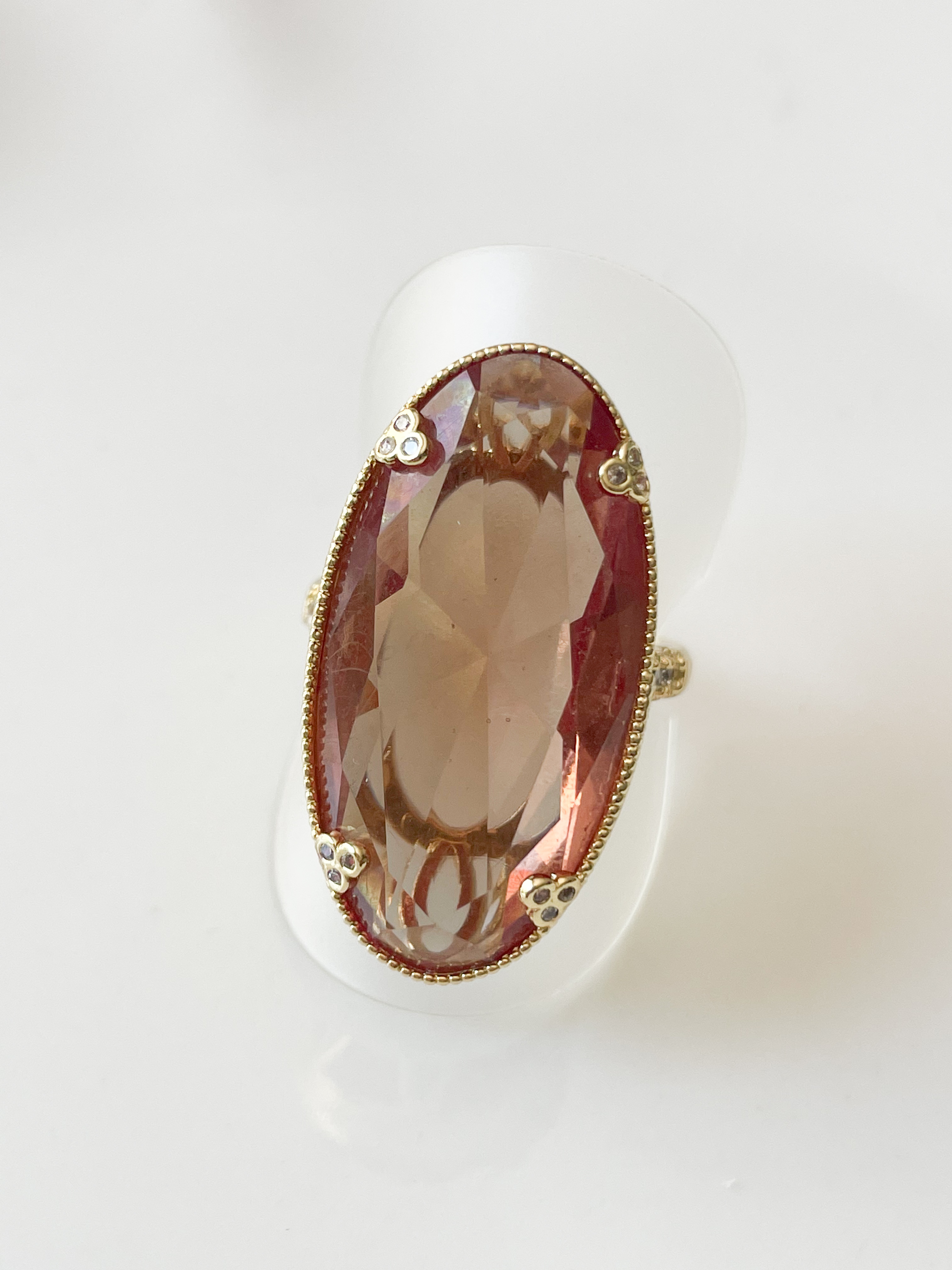 Bague ovale marron doré
