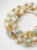 Collier sautoir bracelet pierres Sweet vert doré
