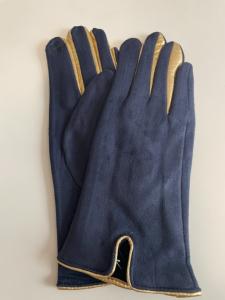 gants tactiles bleus doré