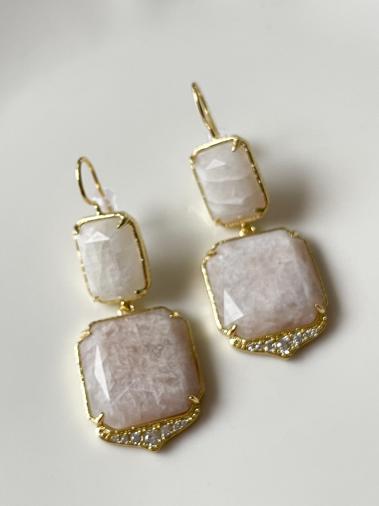 Boucles pierres Ivoire doré