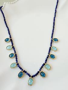 Collier pierres Randy bleu doré