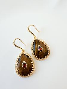 Boucles pierres Betty marron doré