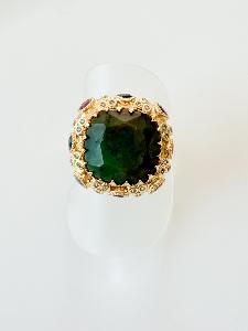 bague pierres Chloé vert doré 