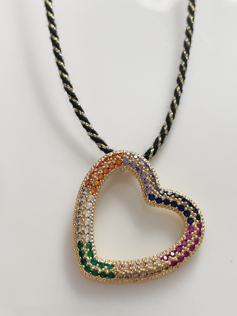 Collier coeur multi doré