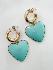 boucles Léa coeur turquoise doré