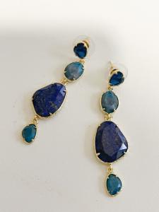 Boucles pierres Suzy bleu doré