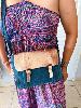 Sac nubuck bleu doré cuir 