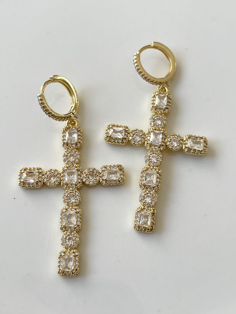 boucles Croix doré