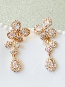 Boucles Fleurs strass doré