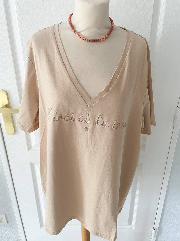 T shirt coeur beige 46 48