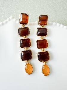 Boucles pierres Sol marron doré