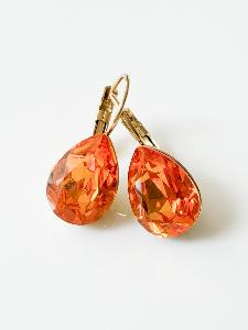 Boucles cristal goutte miel doré