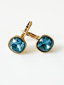 Boucles cristal BB bleu canard doré