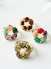Bague fleur pierres marron doré