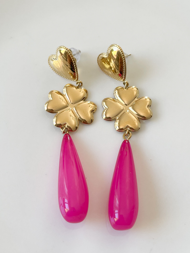 boucles trèfle rose doré