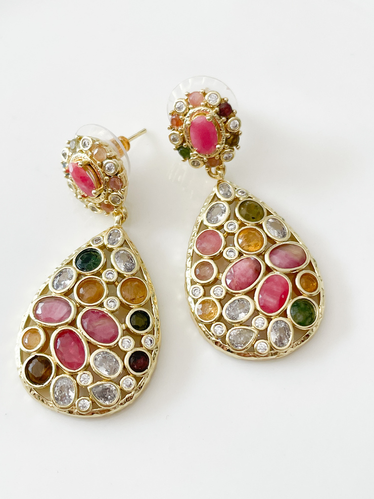 Boucles pierres Clyde doré