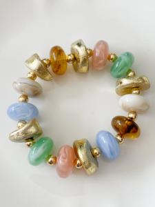 Bracelet Romy bleu rose vert doré