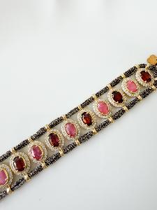 Bracelet pierres Simona rose doré