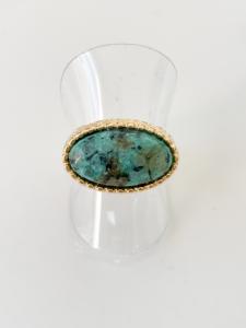 Bague pierre verte doré du Live