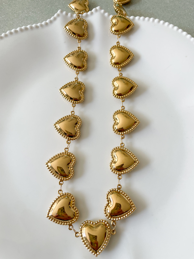 Collier sautoir coeur doré du live