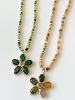 Collier fleur pierre multi doré
