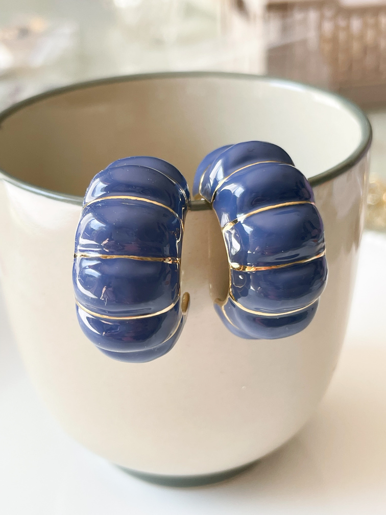 boucles Bella bleu doré