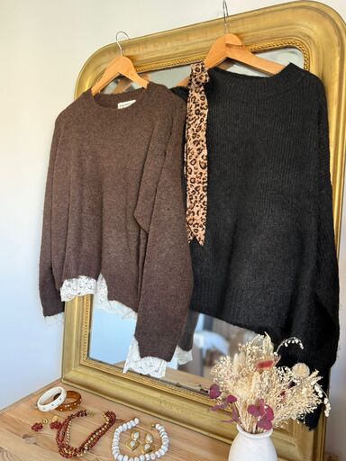 Pull Musy muse noir panthère 36/42