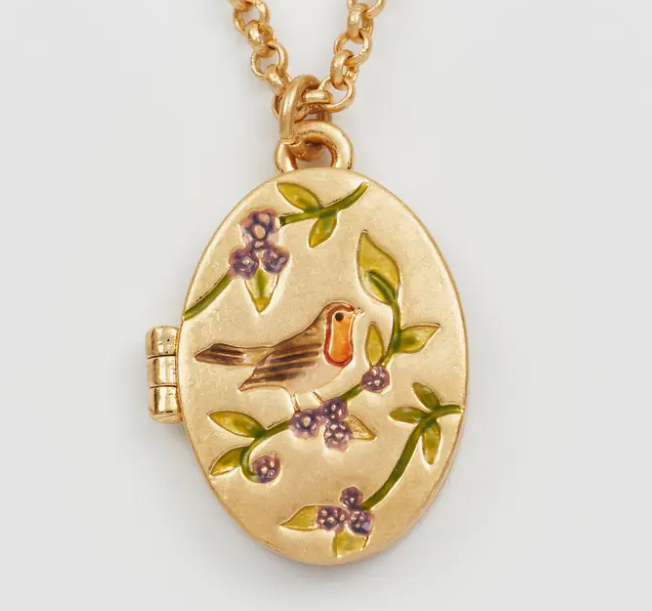 collier médaillon ovale oiseau de Fable