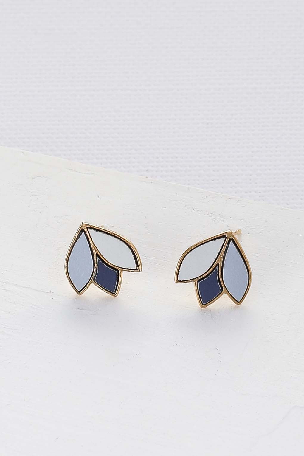 boucles Tulip puce bleu doré de Shlomit Ofir