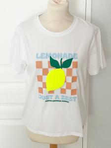T shirt citron carreaux beige 36/40