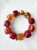 Bracelet perles acajou bordeaux doré