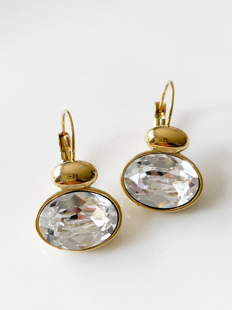 Boucles cristal blanc doré