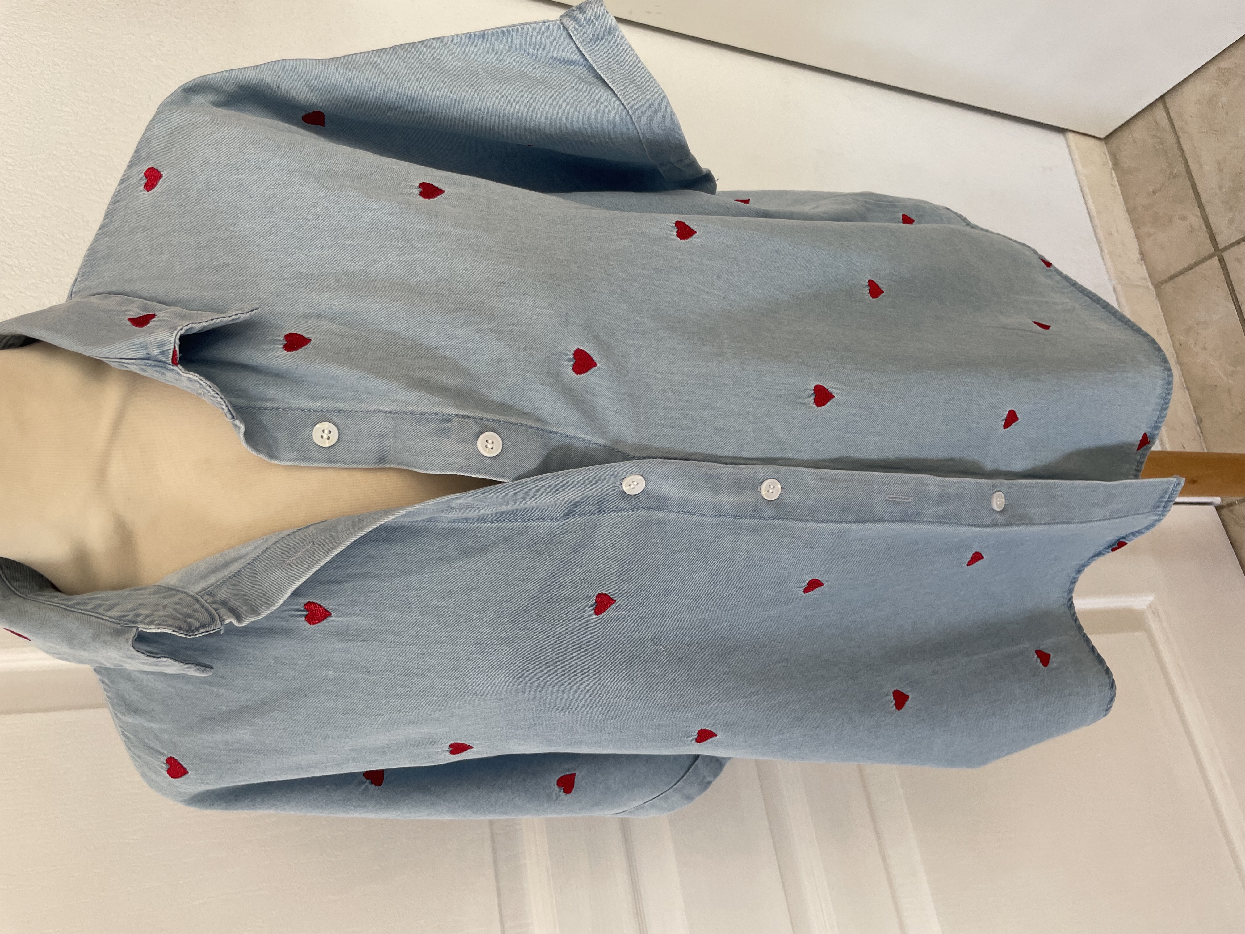 Chemise jean coeur rouge Season du live M