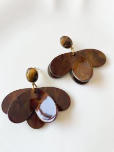 boucles Amélie marron paillettes doré