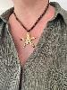 Collier cordon marron doré