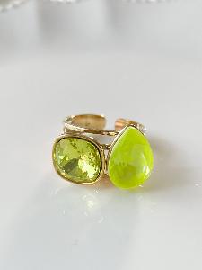 Bague Cristal duo jaune doré