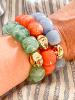 bracelet perles bis bleu ciel doré