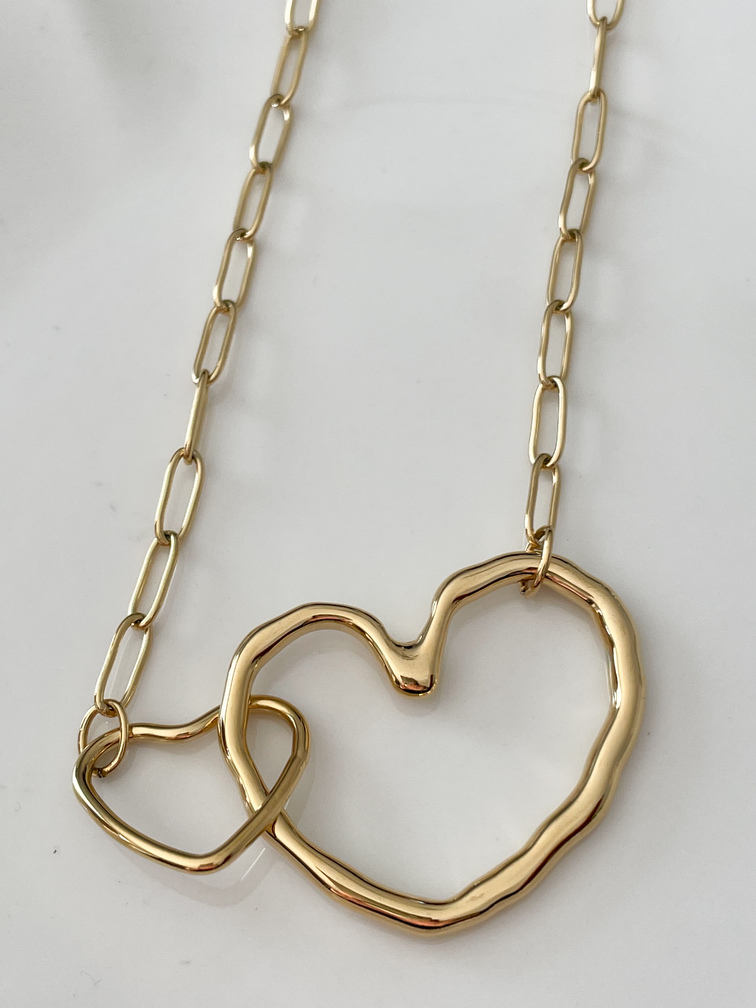 collier double coeur doré