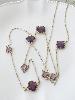 Collier sautoir cristal fleur violet doré