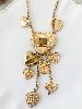 Collier sautoir coeur oeil de tigre doré