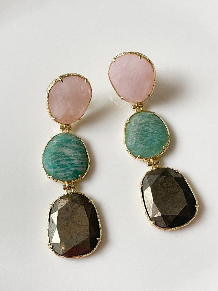 Boucles pierres Pia doré