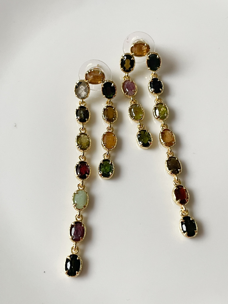 Boucles pierres Cascade doré