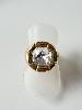 Bague cristal carré blanc doré